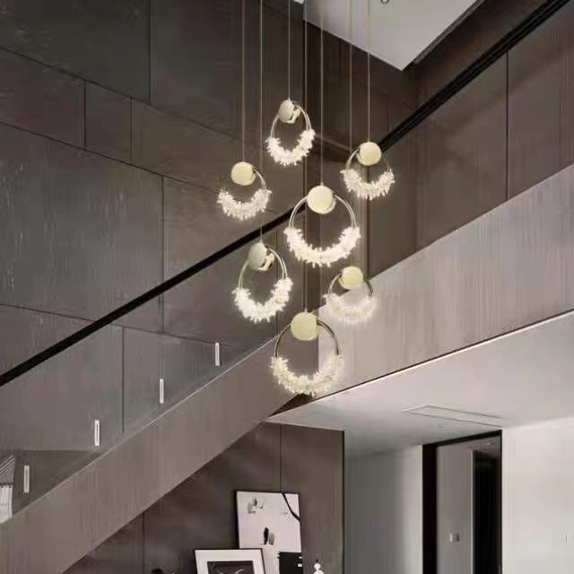 Modern Art Creative Ring Crystal Pendant Light Gold/Chrome Entryway/Bedside Light Fixture Chandeliers Kevinstudiolives   
