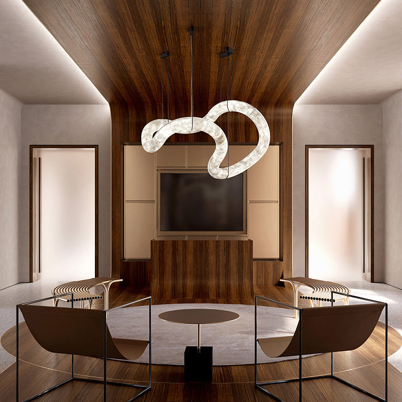 Kevin Beverly Symmetrical Entryway Alabaster Pendant Light for Dining Table Chandelier Kevinstudiolives   