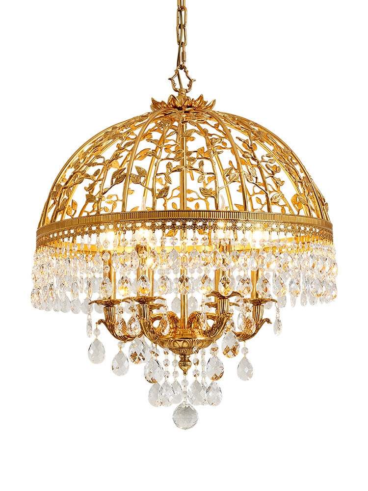 Baroque Luxury Full Copper Crystal Pendent Candle Chandelier for Entryway/Foyer/Dining Room Chandeliers Kevinstudiolives   