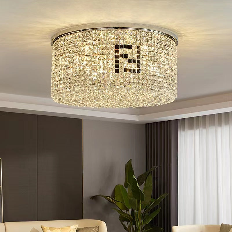 Designer Model Flush Mount Crystal Pendant Round Chandelier for Living/Dining Room/Study Chandeliers Kevinstudiolives   