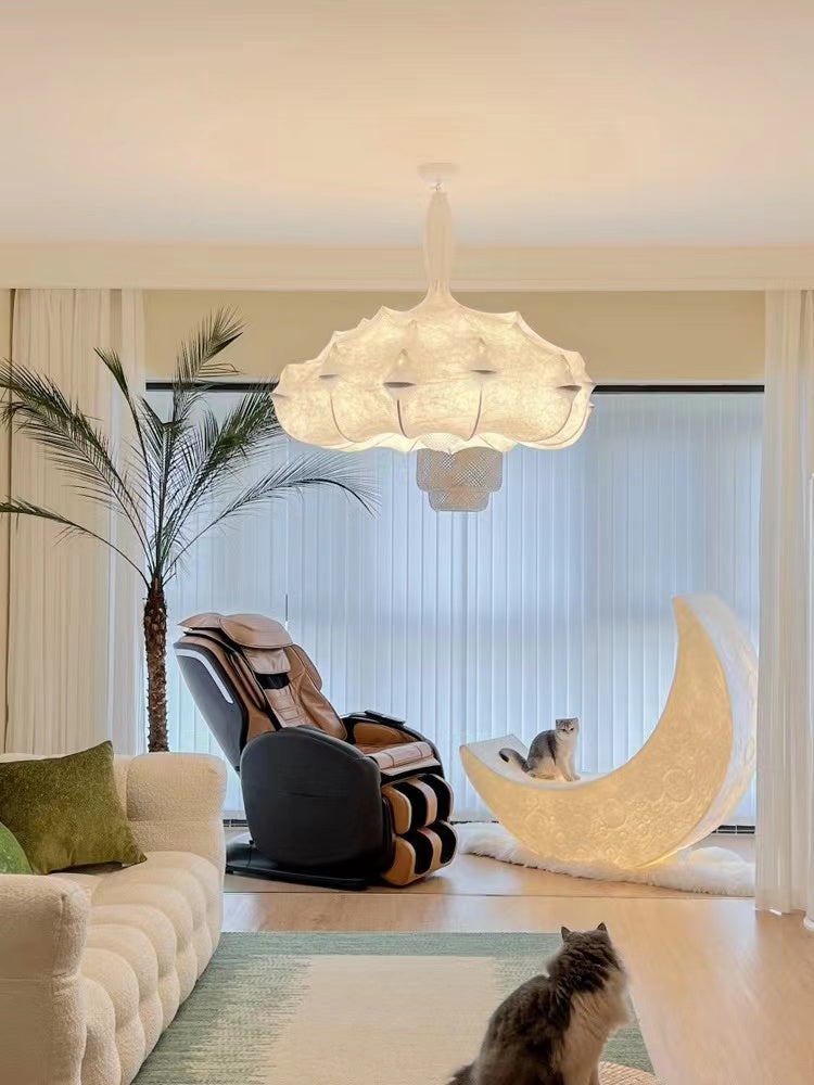 Alien Cloud - French Cream Silk Pendant Chandelier for Living Room/Bedroom Chandeliers Kevinstudiolives D23.6"*H18.9" White Light 