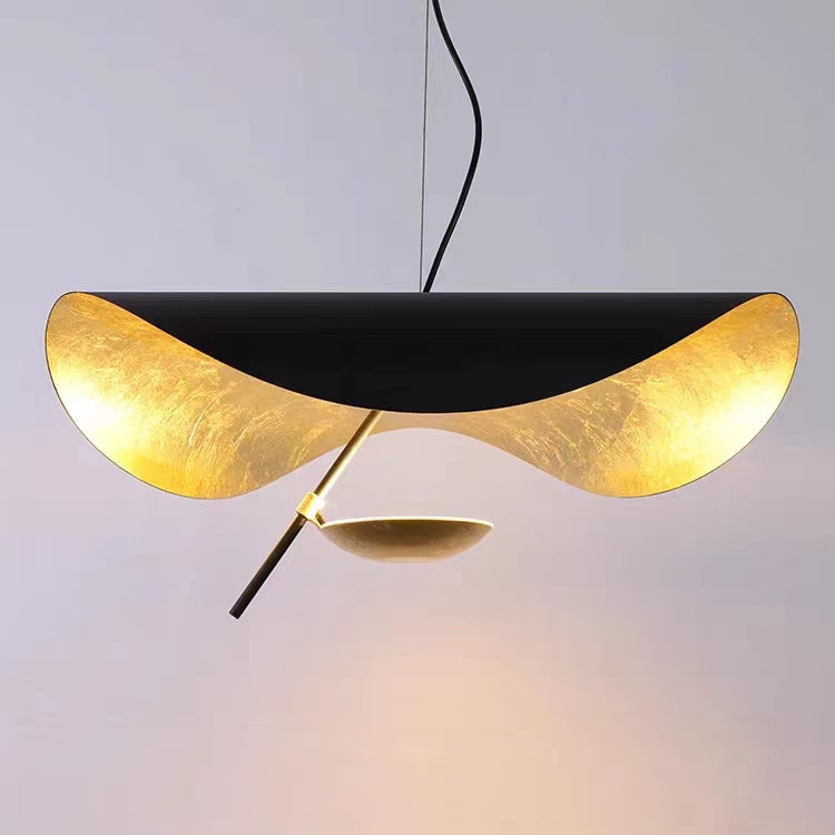 Deigner Model Modern Art Hat Shape Gold Leaf Pendant Chandelier for Living/Dining Room Chandeliers Kevinstudiolives   