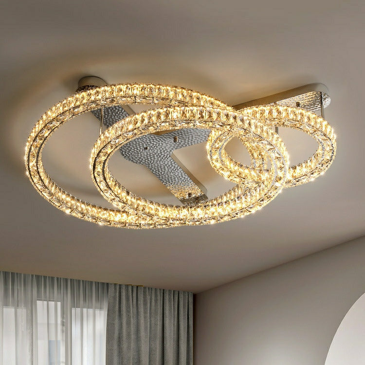 2/ 3 Rings Flush Mount Living Room Chandelier Crystal Bedroom Ceiling Light Fixture Chandeliers Kevinstudiolives   