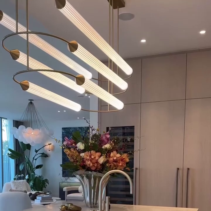 MInimalism Brass Ellipse Horizontal  Extra Large LED Chandelier for Kitchen Island/Dining Room Chandeliers Kevinstudiolives   