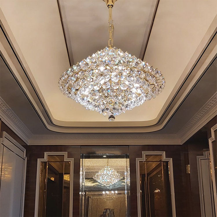 Aesthetic Luxury Conical Crystal Chandelier for Living/Dinning Room/Foyer/Hallway/Staircase Chandeliers, Dining Room Kevinstudiolives D: 17.3"*H: 17.3" Champagne Gold Warm Light