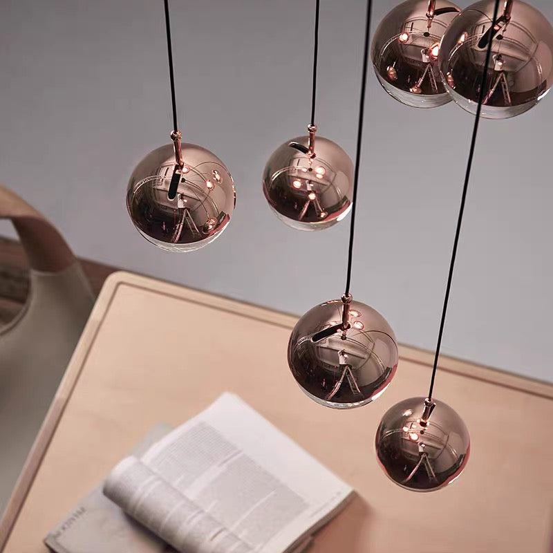 Nordic Simple Globe Pendant Suspension Light in Gold/Rose Gold Chandeliers Kevinstudiolives   