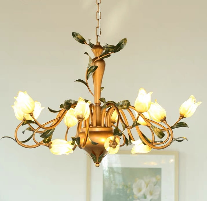 European Country Style Creative Beautiful Vintage Tulip Flower Chandelier for Dining Room Bedroom Living Room Kids Room Chandeliers Kevinstudiolives   