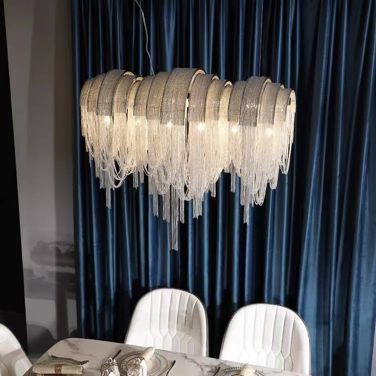 Classic Modern Tassel Chandelier For Dining Room Chandeliers Kevinstudiolives L35.4" * H30" Gold Warm Light