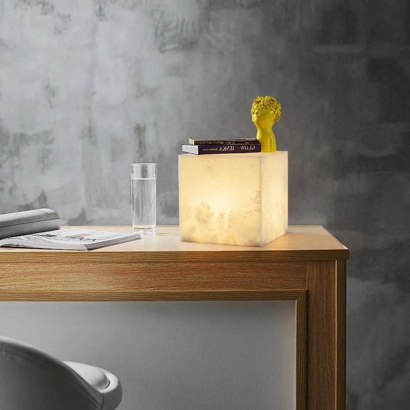Janet Alabaster Cubic Table Lamp, Bedside Table Lamp Table Lamp Kevinstudiolives   