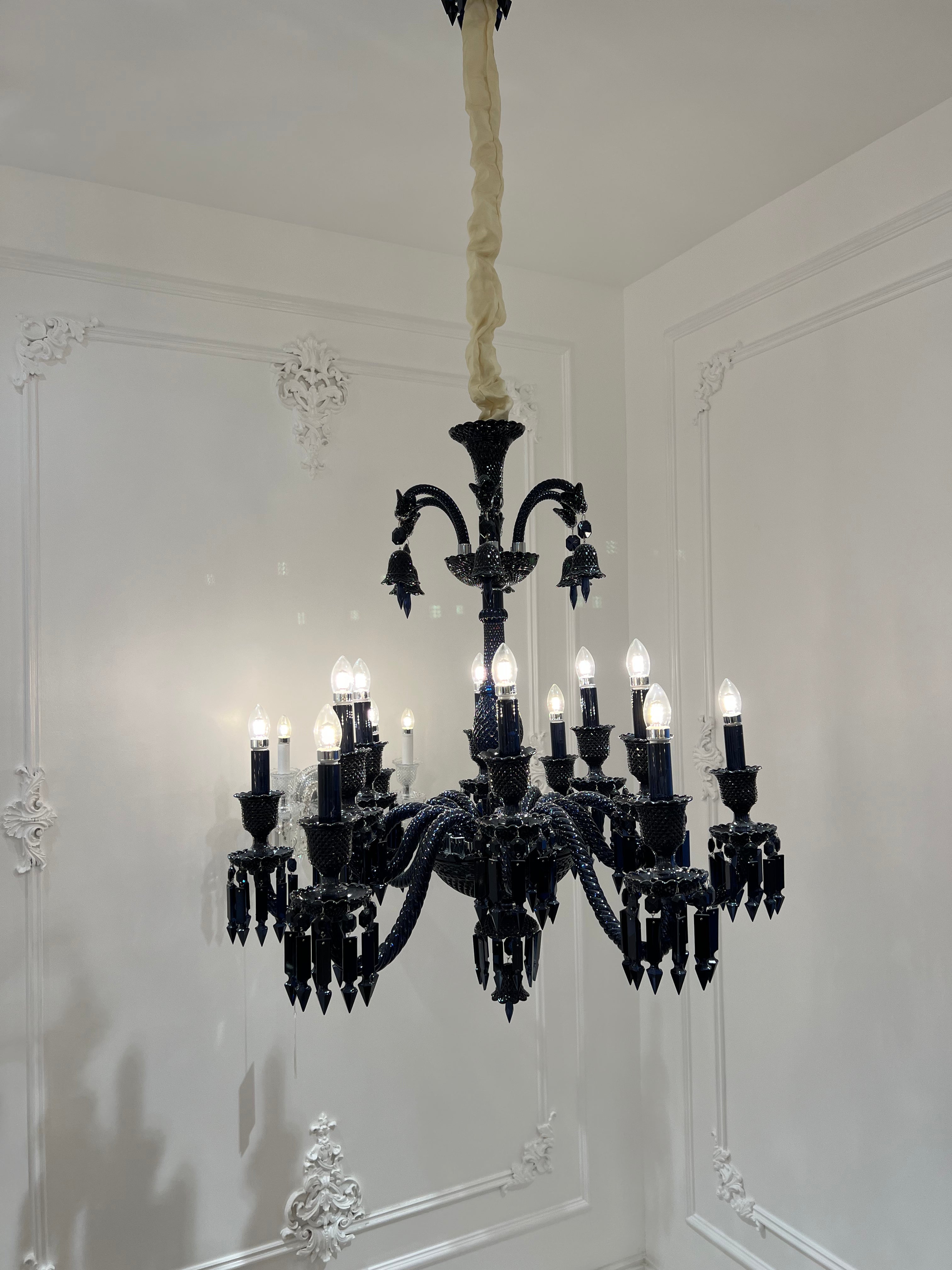 Classic Black Candle Style Chandelier Crystal Ceiling Pendant Lighting Fixture For Living/ Bedroom Chandeliers Kevinstudiolives White Light D33" / 12 Lights 