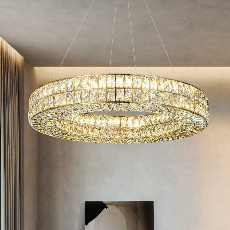 Decorative Crystal Ring Pendant Chandelier For Living Room Luxury Round Hanging Light In Gold Finish Chandeliers Kevinstudiolives   