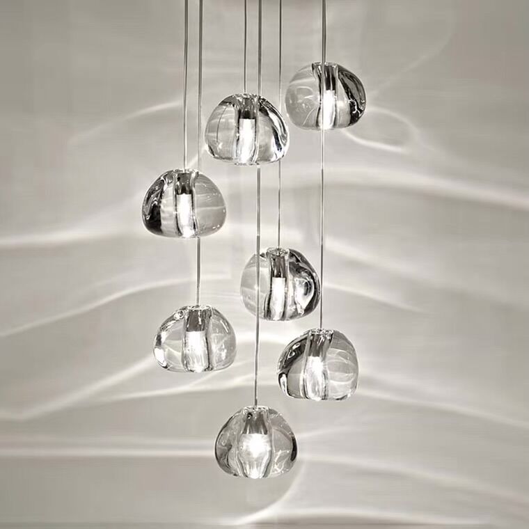 American Cascade Spiral Cherry Crystal Air bubbles Pendant Chandelier for Staircase Chandeliers Kevinstudiolives   
