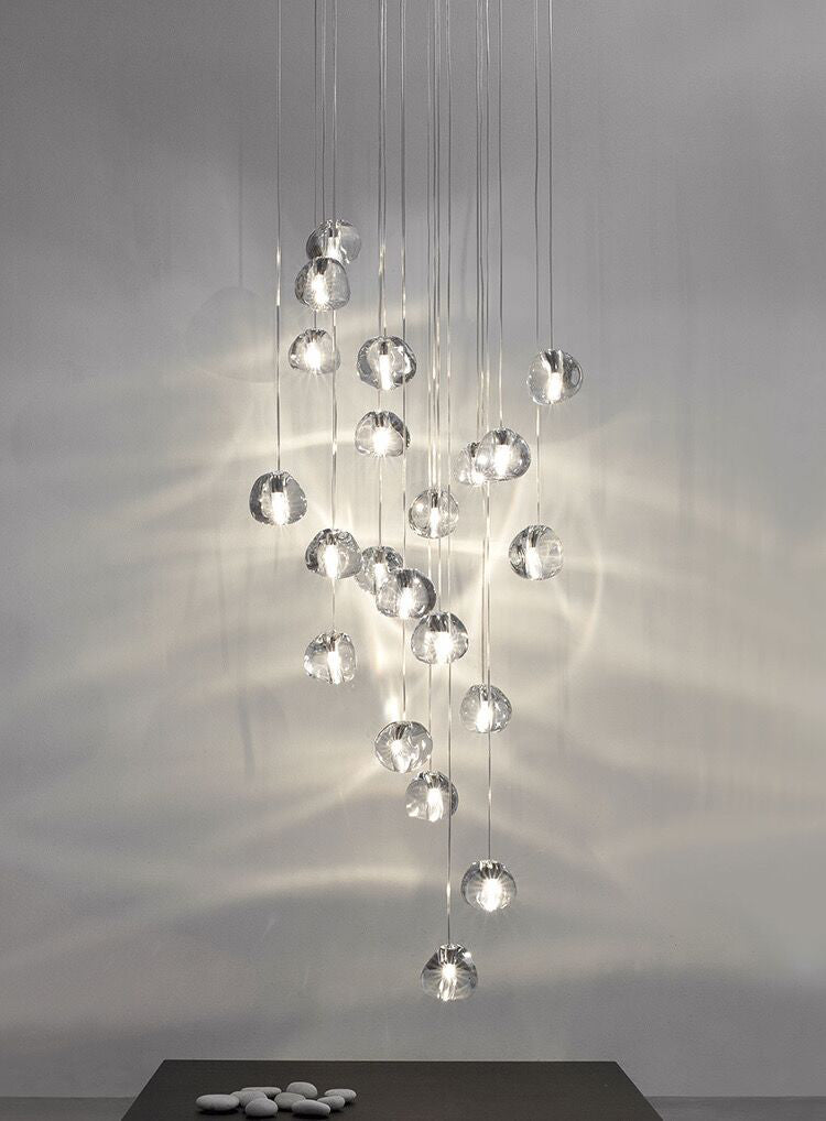 American Cascade Spiral Cherry Crystal Air bubbles Pendant Chandelier for Staircase Chandeliers Kevinstudiolives   
