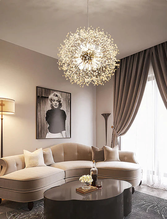Alouette Modern Round Crystal chandelier Gold For Living Room, Bedroom Branch Chandelier Kevin Studio Inc   