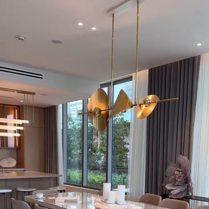 Minimalist Linear Brass Chandelier for Dining Room/Kitchen Island Chandeliers Kevinstudiolives   