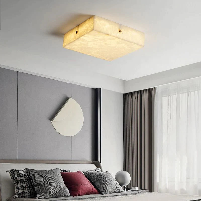 Coral Modern Alabaster Flushmount, Designer Ceiling Light Fixtures Chandelier Kevin Studio Inc   