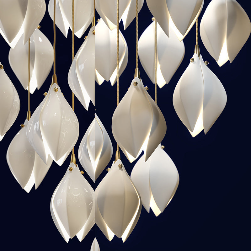 Coretta Modern Ceramic Magnolia Flower Pendant Light Branch Chandelier Kevin Studio Inc   