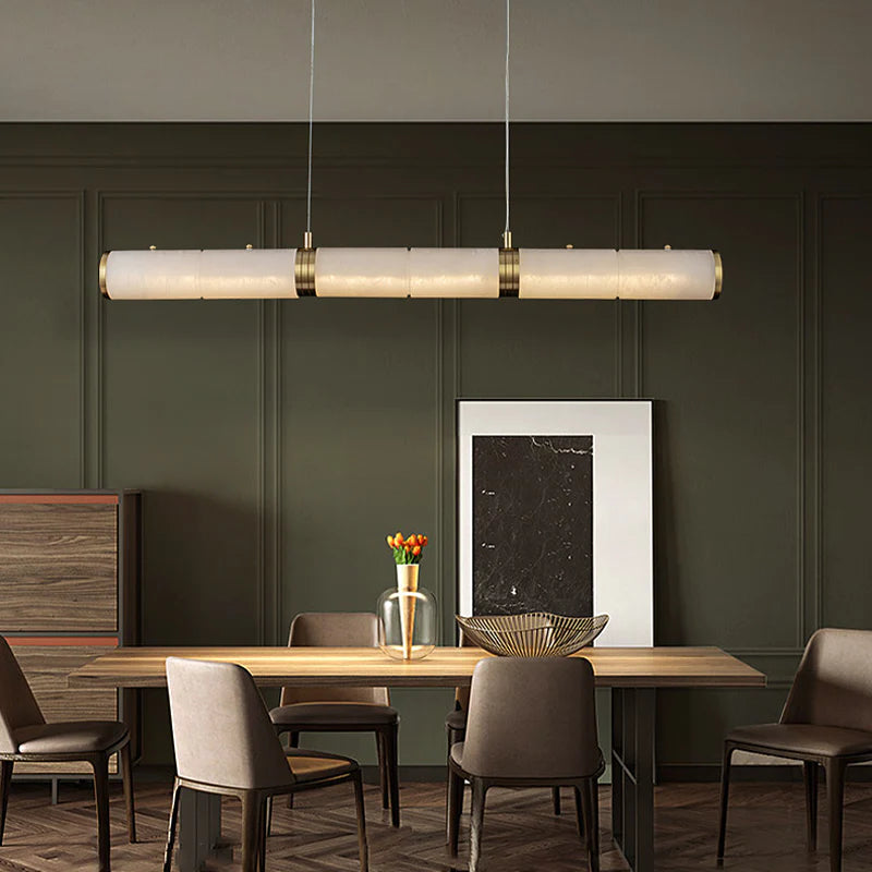 Chanavia Modern Linear Alabaster Chandelier, Chandelier Over Dining Table Pendant Light Kevin Studio Inc   