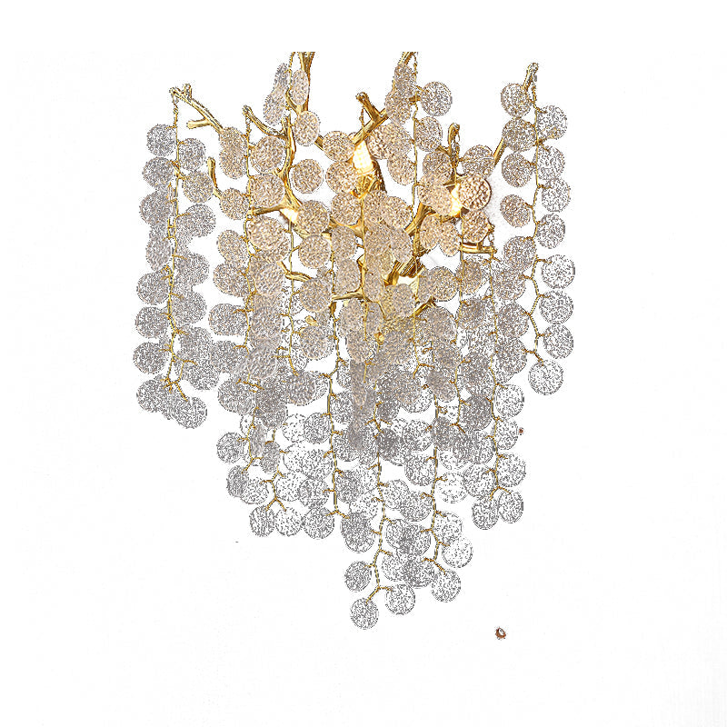Elspeth Modern Round Gold Clear Crystal  Wall Sconce For Bedroom Wall Light Fixtures Kevin Studio Inc   
