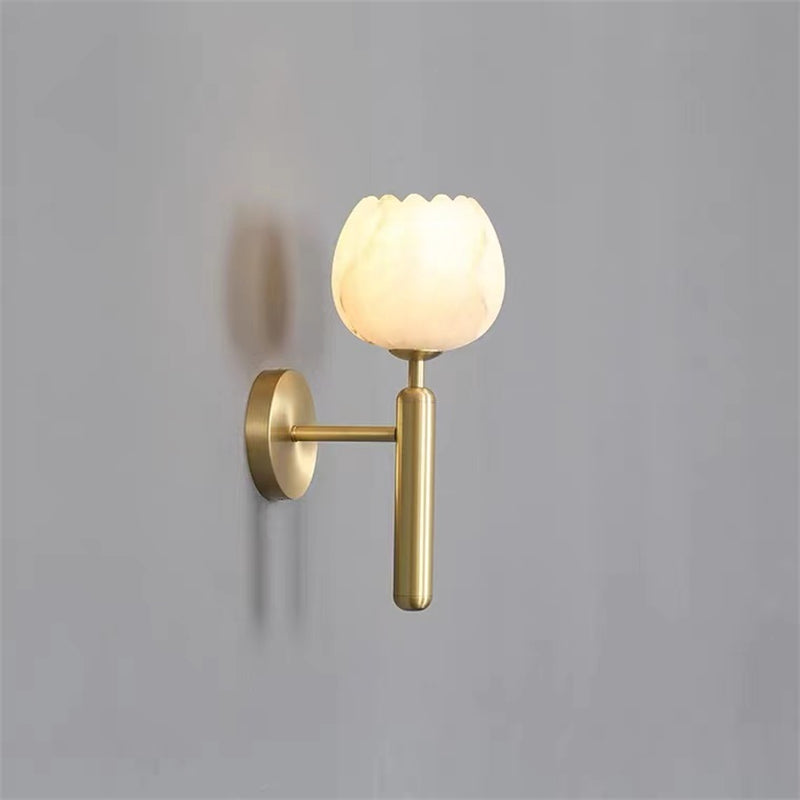 Branca Modern Alabaster Globe Wall Sconce For Bedroom Wall Light Fixtures Kevin Studio Inc Brass  
