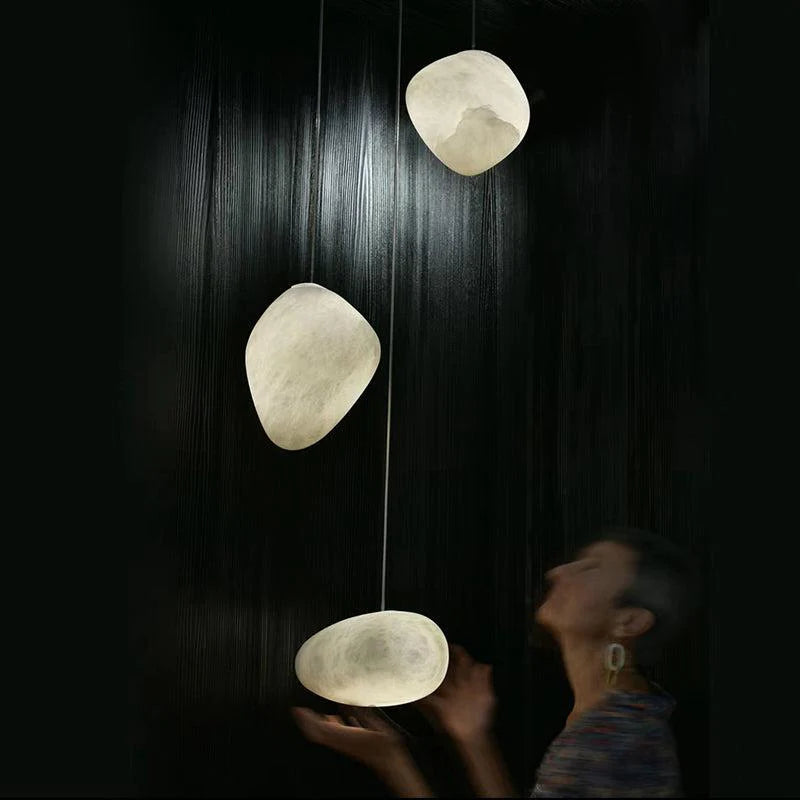 Janice Alabaster Natural Stone Pendant, Creative Pendant Light Pendant Light Kevin Studio Inc 7.9" D  