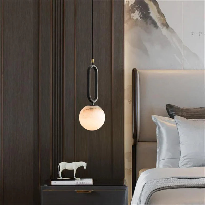 Alita Modern Alabaster Sphere Pendant Light For Bedroom Pendant Light Kevin Studio Inc   
