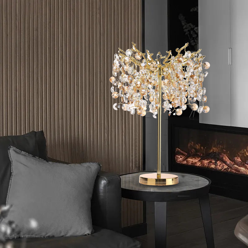 Thisbe Modern Clear Crystal Table Lamp For Bedroom, Gold Table Lamp Branch Chandelier Kevin Studio Inc   
