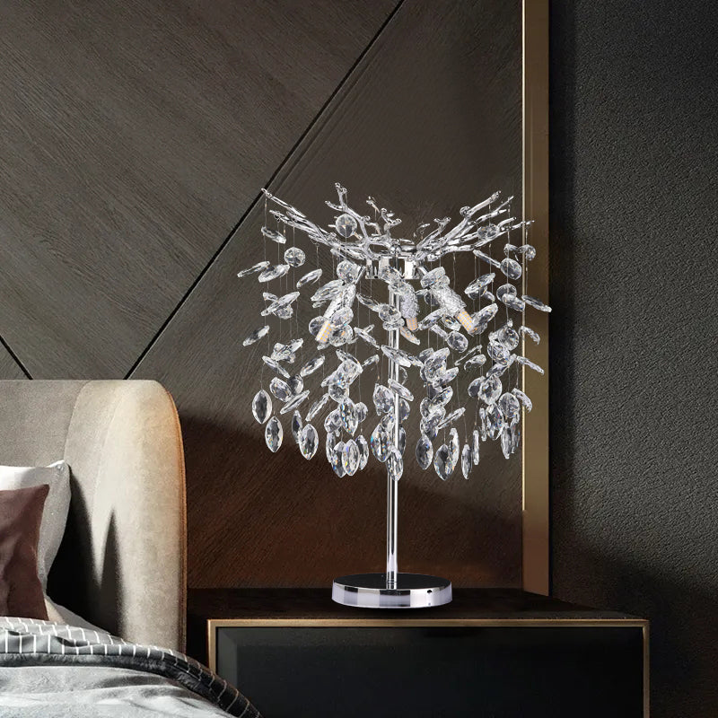Helios Modern Clear Crystal Table Lamp For Bedroom table lamp Kevin Studio Inc Sliver  
