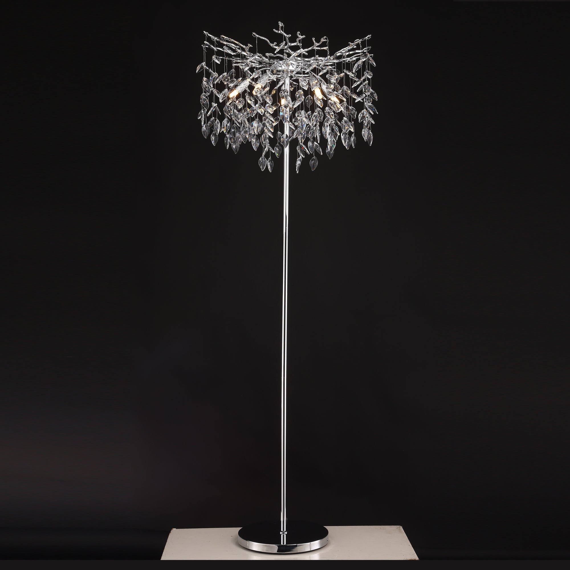 Aether Modern Gold Clear Crystal Floor Lamp For Bedroom, Living Room Floor standing lamps Kevin Studio Inc   