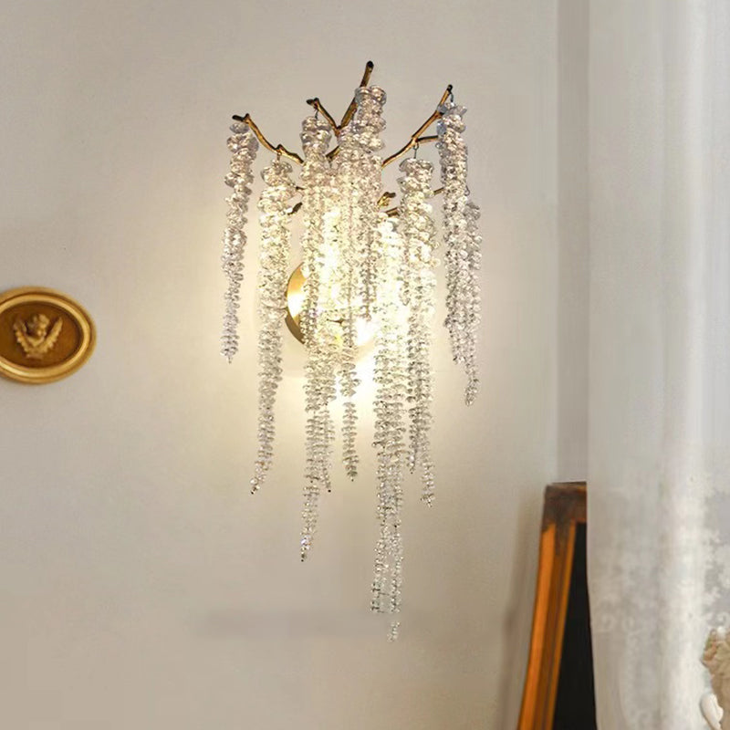 Azure Modern Stylish Gold Coin Crystal Wall Sconce For Bedroom, Living Room Wall Sconce Kevin Studio Inc   