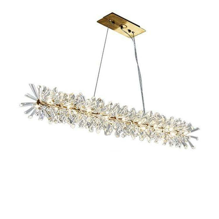 Betty Modern Linear Crystal Chandelier Over Dining Table Chandelier Kevin Studio Inc   
