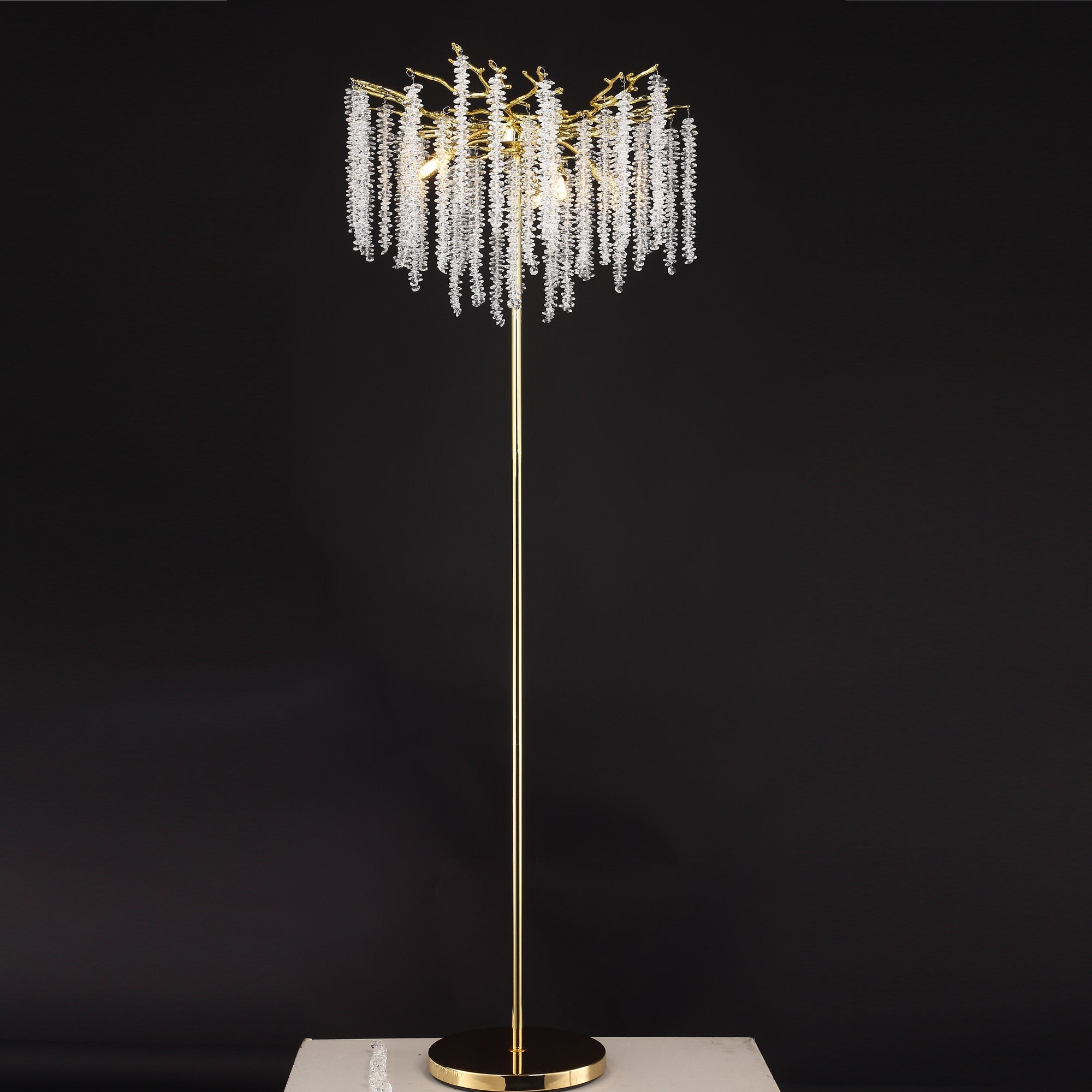 Azure Modern Stylish Gold Coin Crystal Floor Lamp For Bedroom, Living Room Floor standing lamps Kevin Studio Inc Gold  