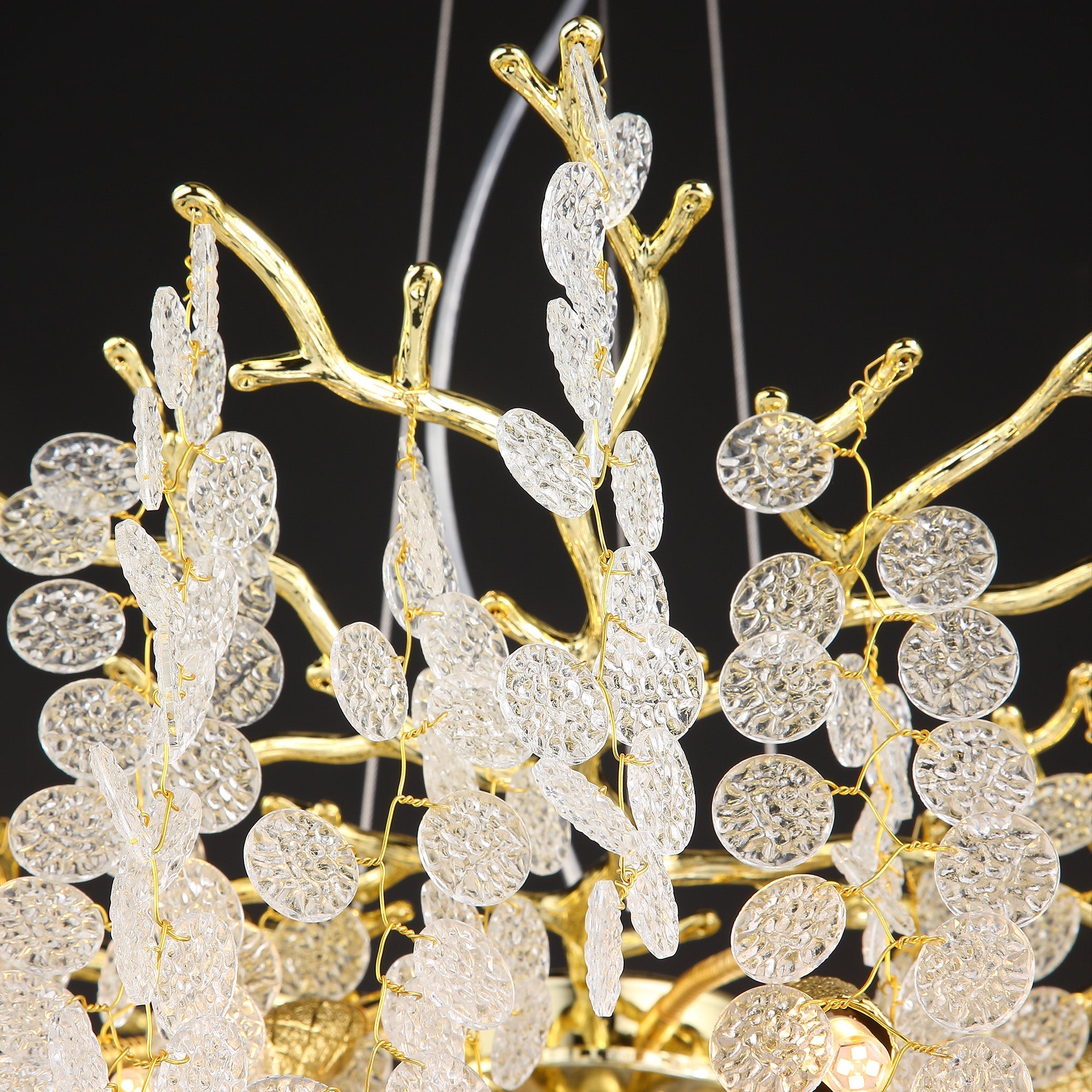 Hades Modern Gold Blossom Crystal Round Branch Pendant Light Pendant Light Kevin Studio Inc   