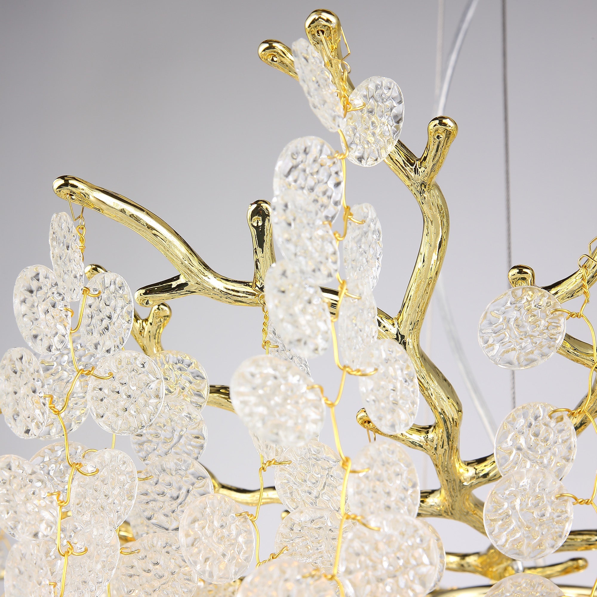 Hades Modern Gold Blossom Crystal Round Branch Pendant Light Pendant Light Kevin Studio Inc   