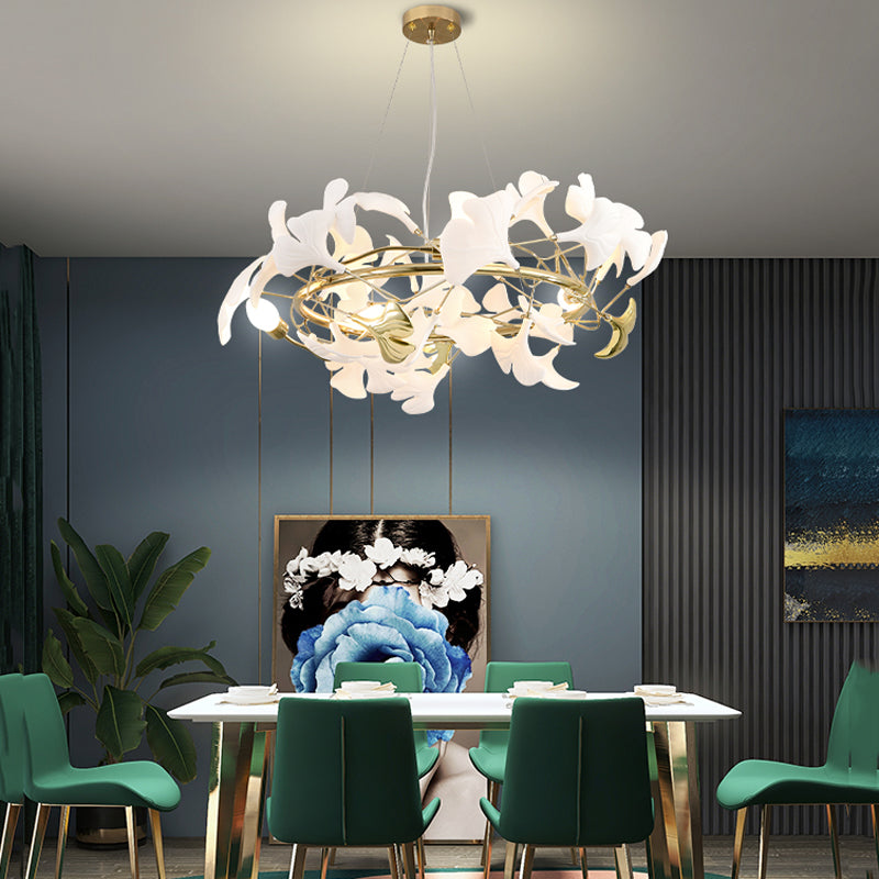 Cullen Fleur-de-lis Ceramic Modern Round Branch Chandelier For Living Room, Chandelier Over Dining Table Chandelier Kevin Studio Inc   