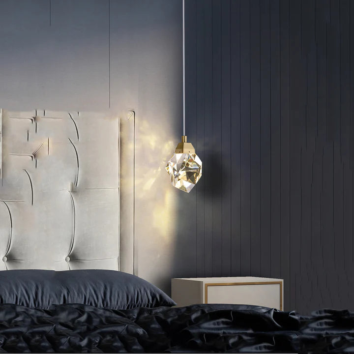 Chaney Modern Faceted Crystal Pendant Lights Beside Bed Pendant Light Kevin Studio Inc   