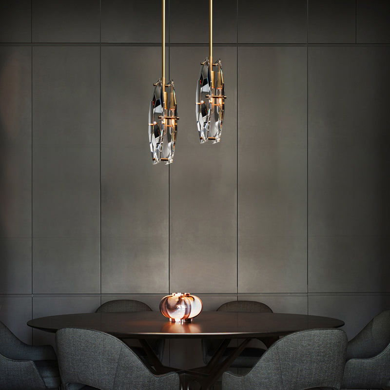 Whitney Modern Simple Faceted Crystal Pendant Lighting, Pendant Lamp Over Dining Table Pendant Light Kevin Studio Inc   